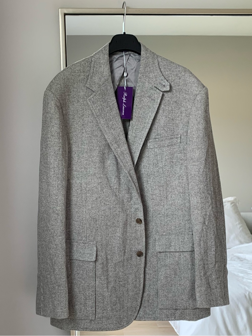Ralph Lauren Purple Label Kent Bellows Herringbone Cashmere Sport Coat NWT 46L